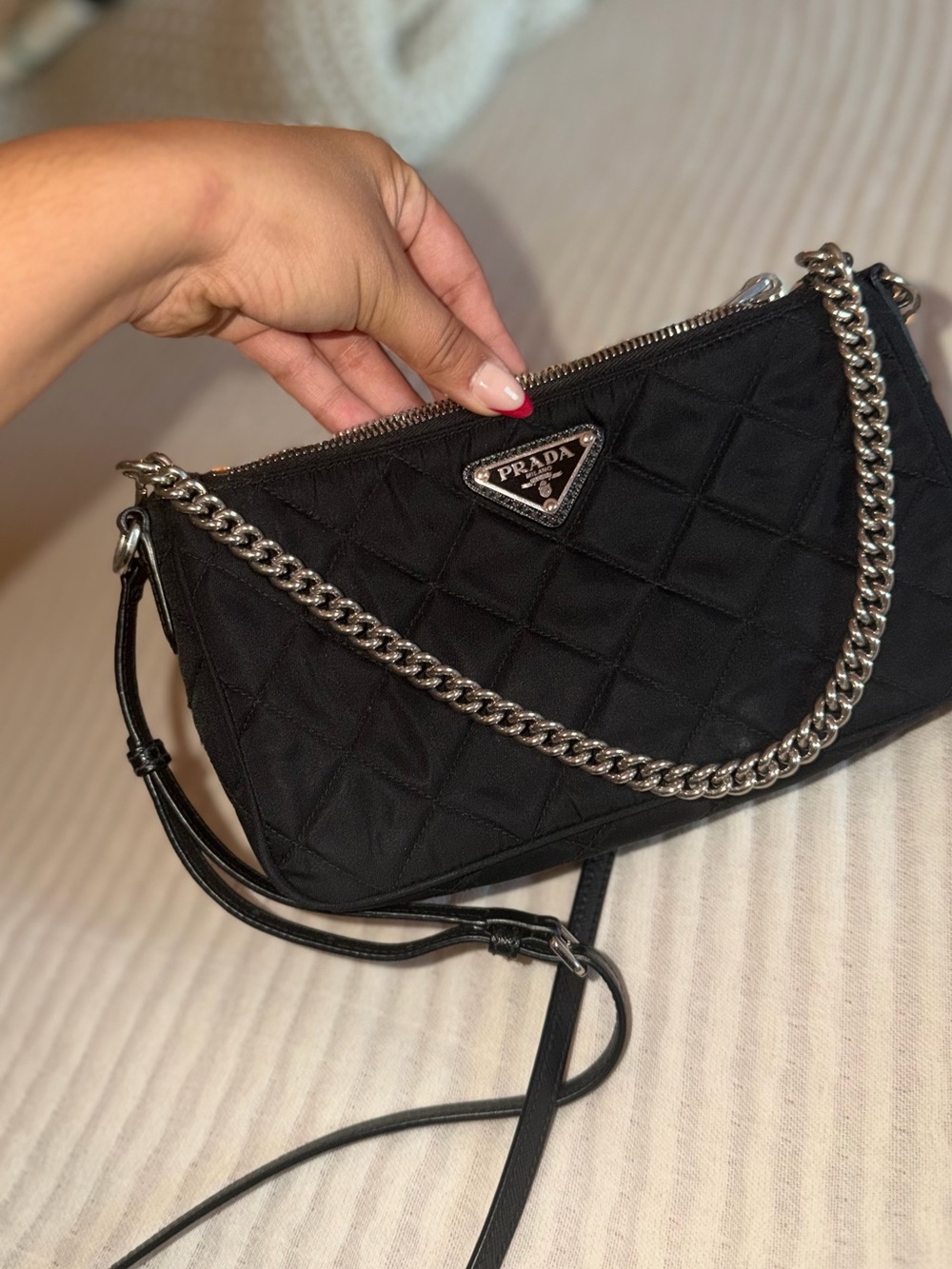 Prada Black Quilted Nylon Shoulder Bag - Picture 2 of 9